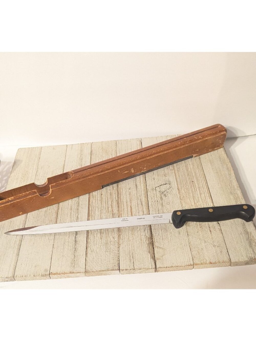 Case XX Chromium CA223-10 Knife Wood Holder Sharpening Stone 10-1/2" Blade
